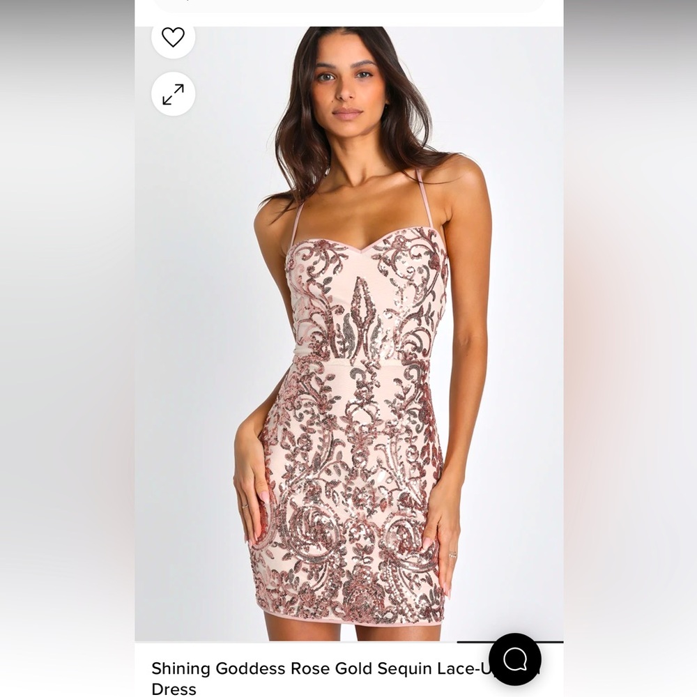 Lulus Rose Gold Sequin Lace-Up Dress